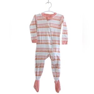 Burt's Bees Baby Peach and White Striped Footie